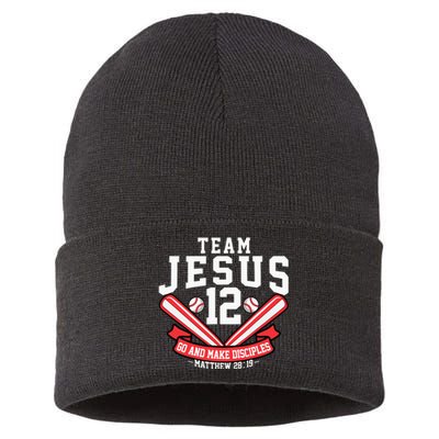 Jesus and Baseball Team Jesus Christian Matthew 2819 Verse Sustainable Knit Beanie