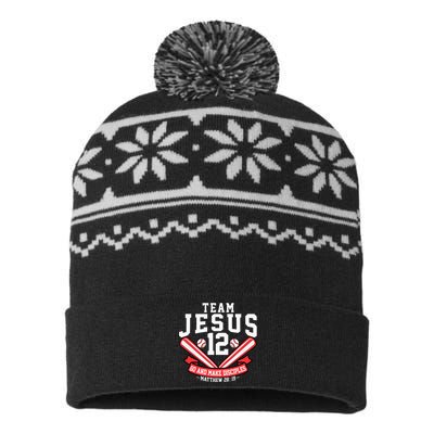 Jesus and Baseball Team Jesus Christian Matthew 2819 Verse USA-Made Snowflake Beanie