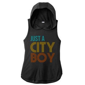 Just A City Boy Funny Ladies PosiCharge Tri-Blend Wicking Draft Hoodie Tank