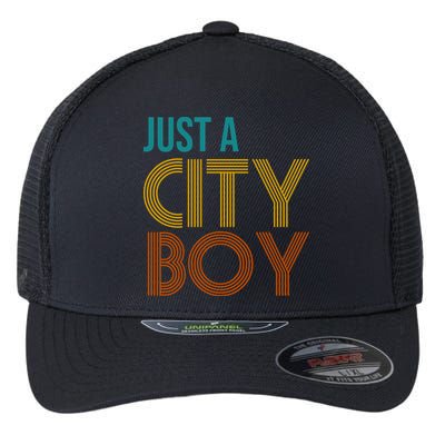 Just A City Boy Funny Flexfit Unipanel Trucker Cap
