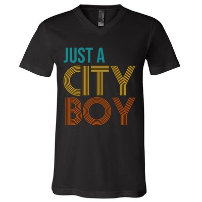 Just A City Boy Funny V-Neck T-Shirt
