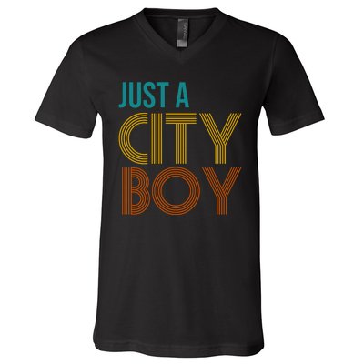 Just A City Boy Funny V-Neck T-Shirt