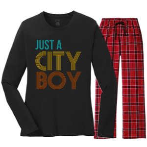 Just A City Boy Funny Women's Long Sleeve Flannel Pajama Set 