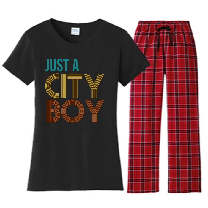 Just A City Boy Funny Women's Flannel Pajama Set