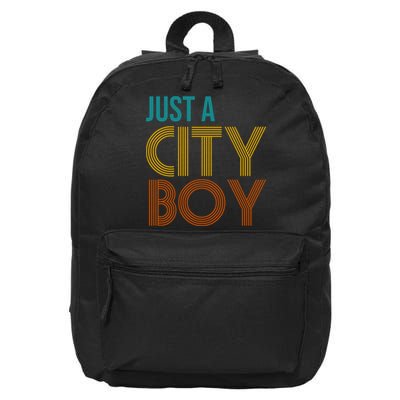 Just A City Boy Funny 16 in Basic Backpack