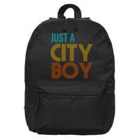 Just A City Boy Funny 16 in Basic Backpack