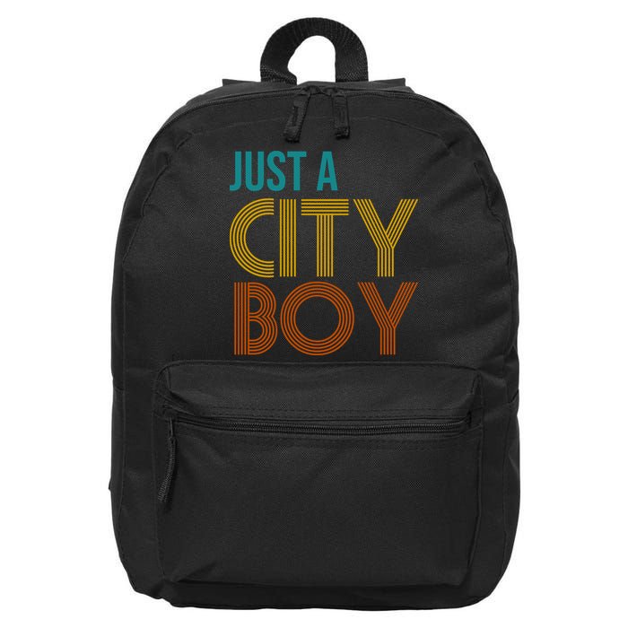 Just A City Boy Funny 16 in Basic Backpack