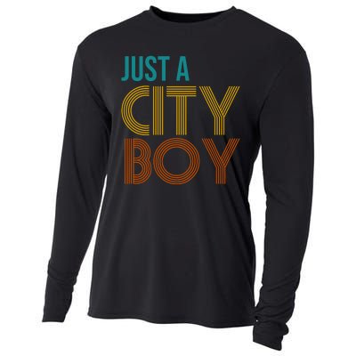 Just A City Boy Funny Cooling Performance Long Sleeve Crew