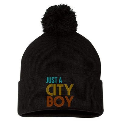 Just A City Boy Funny Pom Pom 12in Knit Beanie