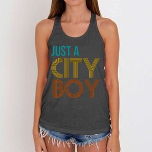 Just A City Boy Funny Women's Knotted Racerback Tank