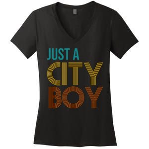 Just A City Boy Funny Women's V-Neck T-Shirt