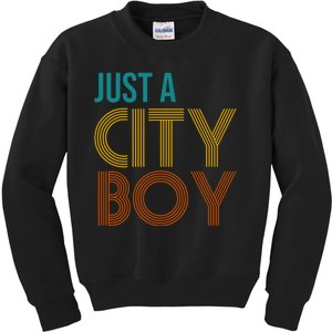 Just A City Boy Funny Kids Sweatshirt