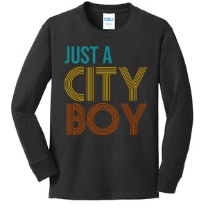 Just A City Boy Funny Kids Long Sleeve Shirt