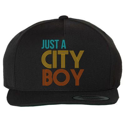 Just A City Boy Funny Wool Snapback Cap