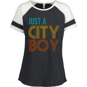 Just A City Boy Funny Enza Ladies Jersey Colorblock Tee