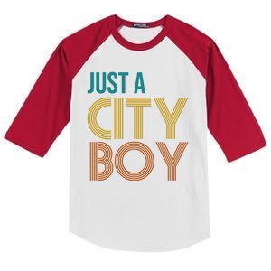 Just A City Boy Funny Kids Colorblock Raglan Jersey