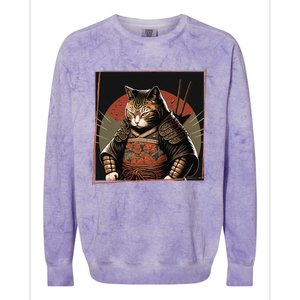 Japanese Art Cat Ninja Ukiyo-e Anime Style Samurai Cat Colorblast Crewneck Sweatshirt