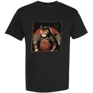 Japanese Art Cat Ninja Ukiyo-e Anime Style Samurai Cat Garment-Dyed Heavyweight T-Shirt