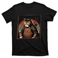 Japanese Art Cat Ninja Ukiyo-e Anime Style Samurai Cat T-Shirt