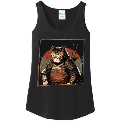 Japanese Art Cat Ninja Ukiyo-e Anime Style Samurai Cat Ladies Essential Tank