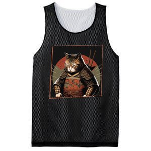 Japanese Art Cat Ninja Ukiyo-e Anime Style Samurai Cat Mesh Reversible Basketball Jersey Tank