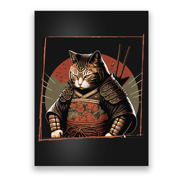 Japanese Art Cat Ninja Ukiyo-e Anime Style Samurai Cat Poster