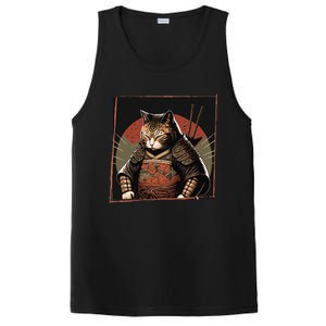 Japanese Art Cat Ninja Ukiyo-e Anime Style Samurai Cat PosiCharge Competitor Tank