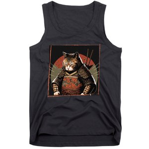 Japanese Art Cat Ninja Ukiyo-e Anime Style Samurai Cat Tank Top