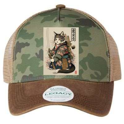 Japanese Art Cat Ninja Ukiyo-e Anime Style Samurai Cat Legacy Tie Dye Trucker Hat