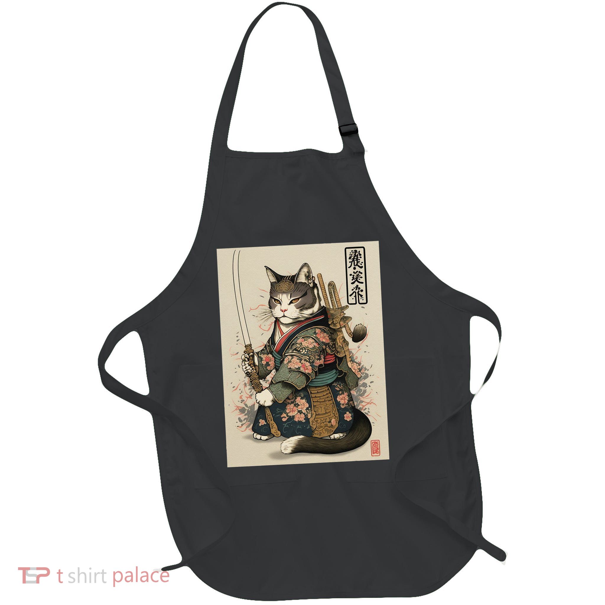 Japanese Art Cat Ninja Ukiyo-e Anime Style Samurai Cat Apron