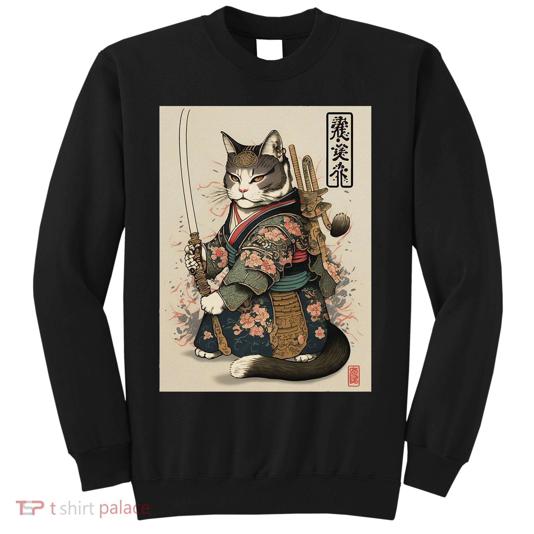 Japanese Art Cat Ninja Ukiyo-e Anime Style Samurai Cat Sweatshirt