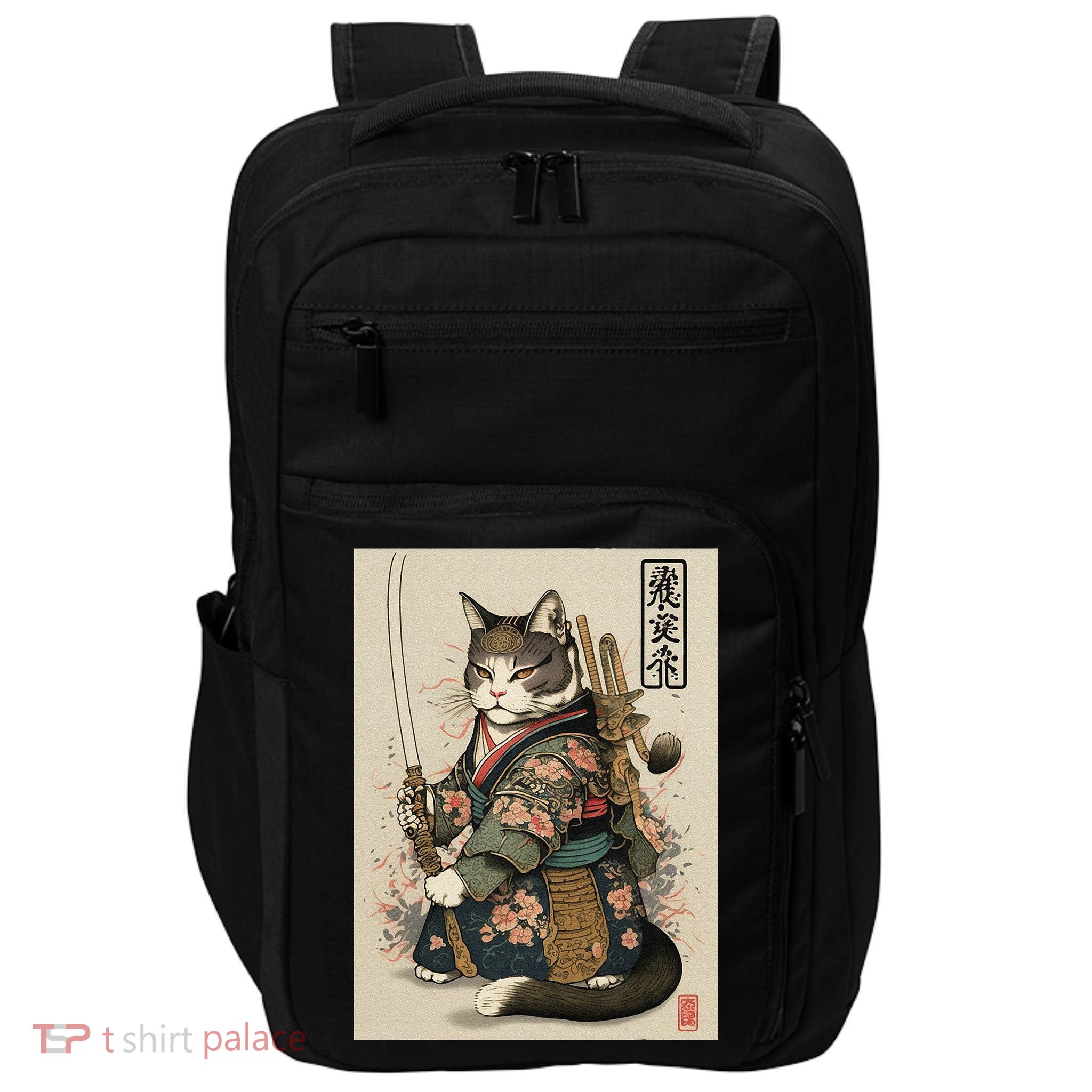 Japanese Art Cat Ninja Ukiyo-e Anime Style Samurai Cat Impact Tech Backpack