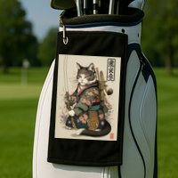 Japanese Art Cat Ninja Ukiyo-e Anime Style Samurai Cat Golf Towel