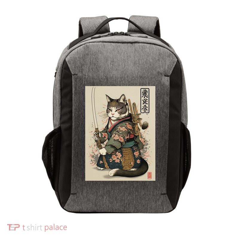 Japanese Art Cat Ninja Ukiyo-e Anime Style Samurai Cat Vector Backpack