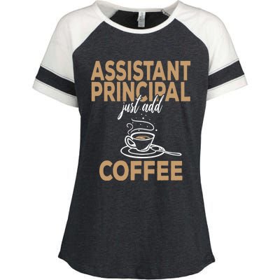 Just Add Coffee Assistant Principal Gift Enza Ladies Jersey Colorblock Tee