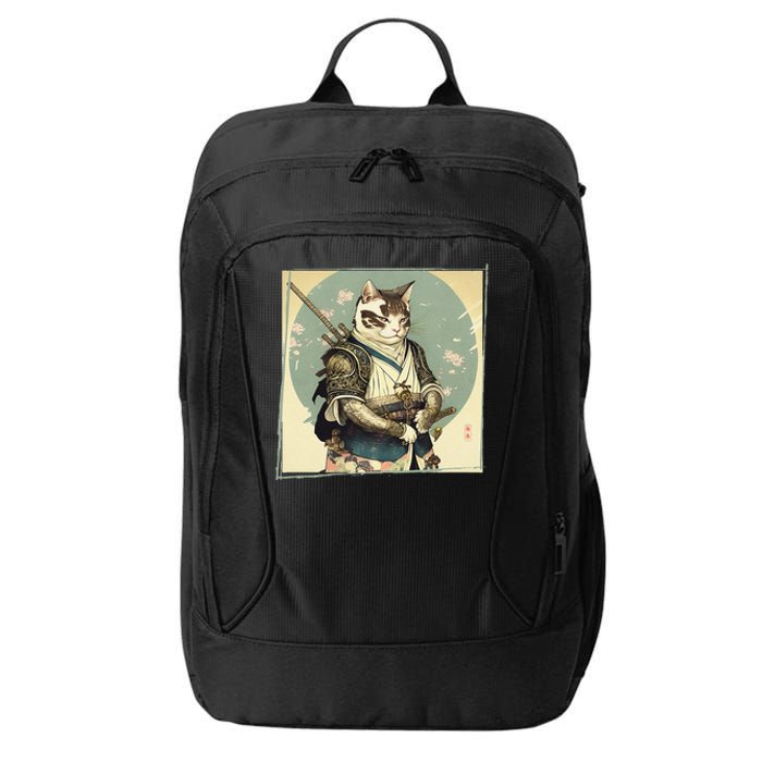 Japanese Art Cat Ninja Ukiyo-e Anime Style Samurai Cat City Backpack