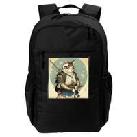 Japanese Art Cat Ninja Ukiyo-e Anime Style Samurai Cat Daily Commute Backpack