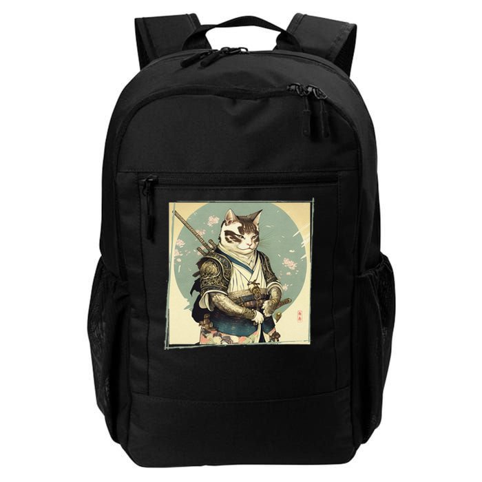 Japanese Art Cat Ninja Ukiyo-e Anime Style Samurai Cat Daily Commute Backpack