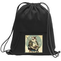 Japanese Art Cat Ninja Ukiyo-e Anime Style Samurai Cat Sweatshirt Cinch Pack Bag