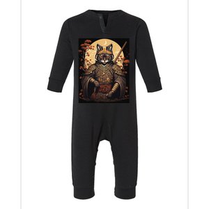 Japanese Art Cat Ninja Ukiyo-e Anime Style Samurai Cat Infant Fleece One Piece