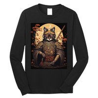 Japanese Art Cat Ninja Ukiyo-e Anime Style Samurai Cat Long Sleeve Shirt