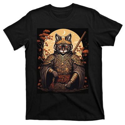 Japanese Art Cat Ninja Ukiyo-e Anime Style Samurai Cat T-Shirt