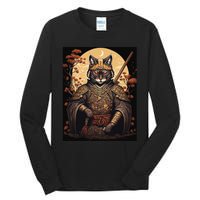 Japanese Art Cat Ninja Ukiyo-e Anime Style Samurai Cat Tall Long Sleeve T-Shirt