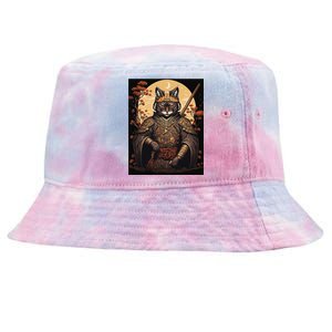 Japanese Art Cat Ninja Ukiyo-e Anime Style Samurai Cat Tie-Dyed Bucket Hat