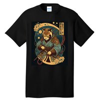 Japanese Art Cat Ninja Ukiyo-e Anime Style Samurai Cat Tall T-Shirt