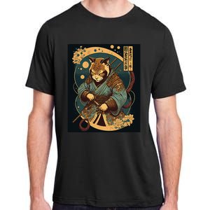 Japanese Art Cat Ninja Ukiyo-e Anime Style Samurai Cat Adult ChromaSoft Performance T-Shirt