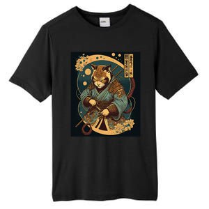 Japanese Art Cat Ninja Ukiyo-e Anime Style Samurai Cat Tall Fusion ChromaSoft Performance T-Shirt