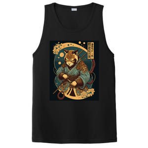 Japanese Art Cat Ninja Ukiyo-e Anime Style Samurai Cat PosiCharge Competitor Tank