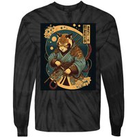 Japanese Art Cat Ninja Ukiyo-e Anime Style Samurai Cat Tie-Dye Long Sleeve Shirt