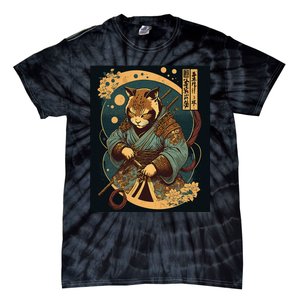 Japanese Art Cat Ninja Ukiyo-e Anime Style Samurai Cat Tie-Dye T-Shirt